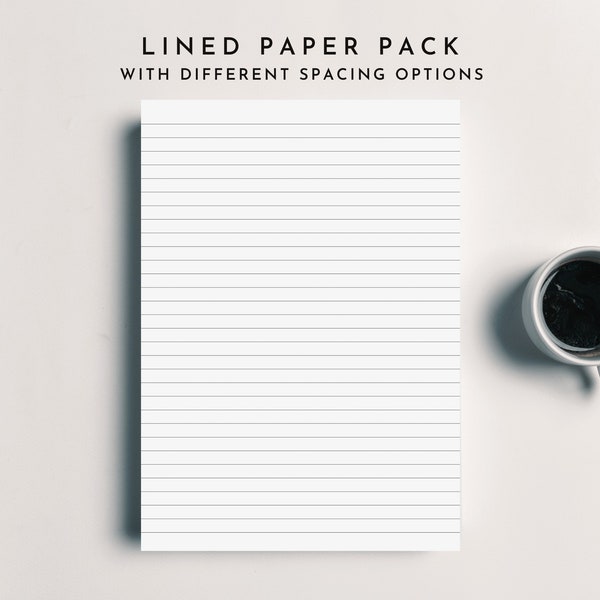 Printable Lined Paper Pack | Ruled Paper Templates for Note Taking | Notebook Paper | A4, A5, Half Letter, Letter | Instant Download PDF