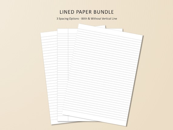 printable lined paper set of 12 pcs wide narrow and college etsy