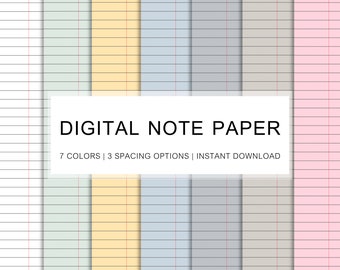 Colorful Lined Digital Note Paper: A4, Letter (PDF)