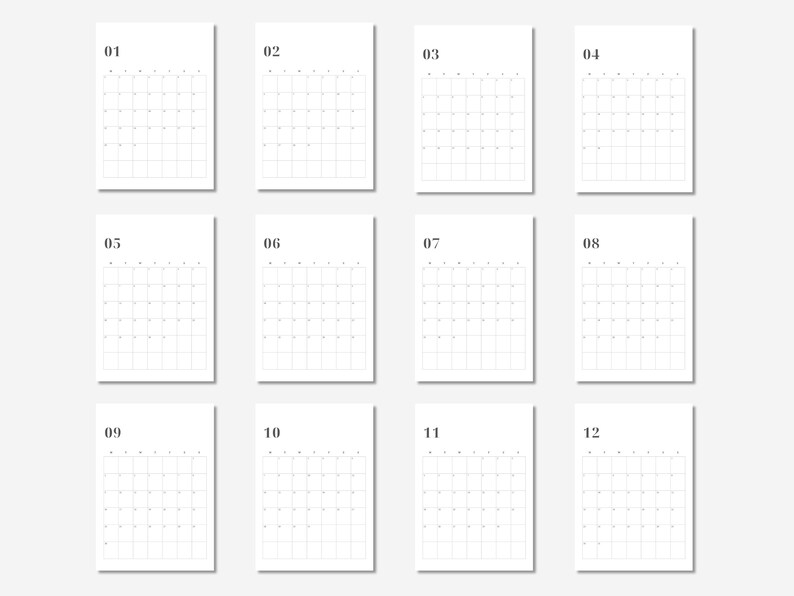 Printable 2024 Calendar Monthly Minimalist Planner 2024, Letter, 11x17 ...