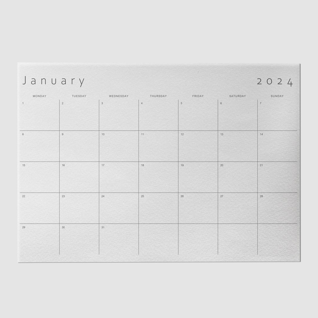 Printable Monthly Calendar 2024 Minimalist Monthly Planner Landscape ...