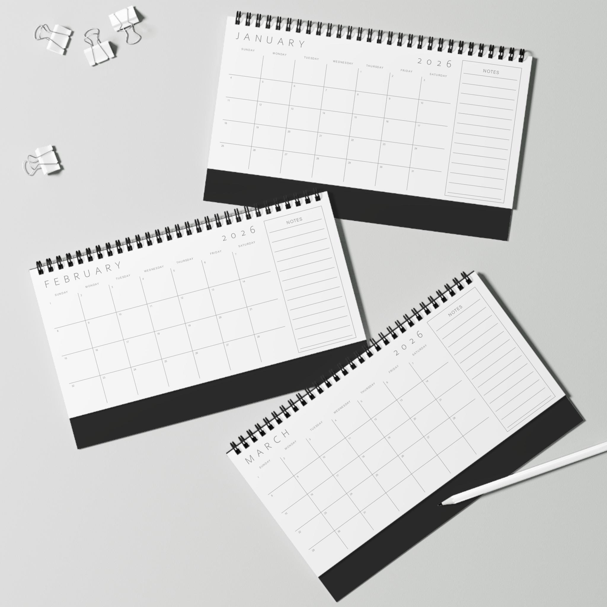 2021 Free-Standing 1 Onth To View Spiral Desk Top Calendar, Vintage - View #12