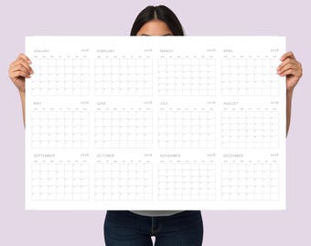 Minimalist Yearly Calendar 2026 Wall Large Poster Print | Annual Planner, Monday Start