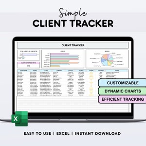 Client Tracker Excel, Small Business CRM Dashboard, Contact List, Simple Sales Tracker, Client Management Customer List Digital Lead Tracker