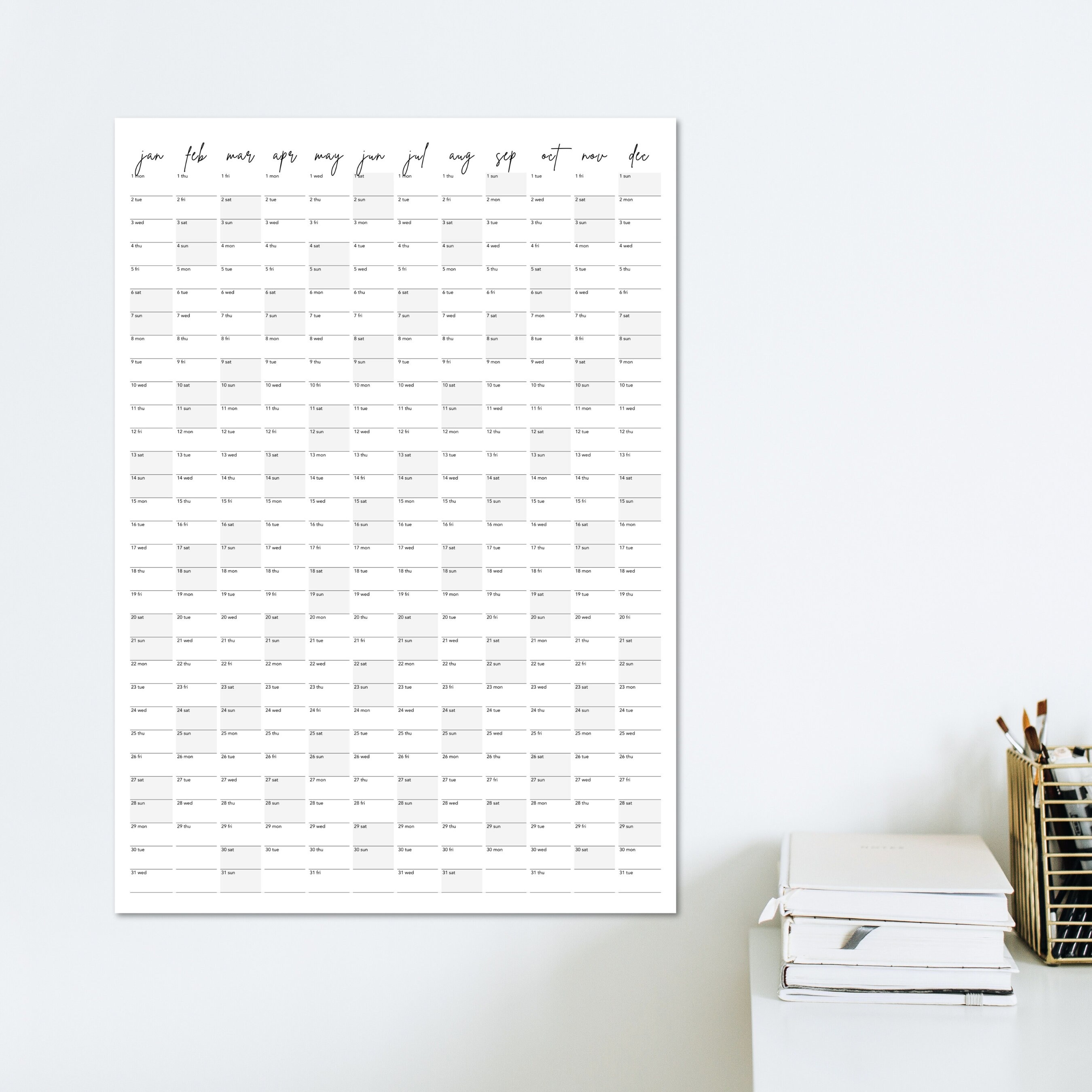 2025 Year Calendar PDF Printable Wall Calendar 2025 Annual Etsy Australia