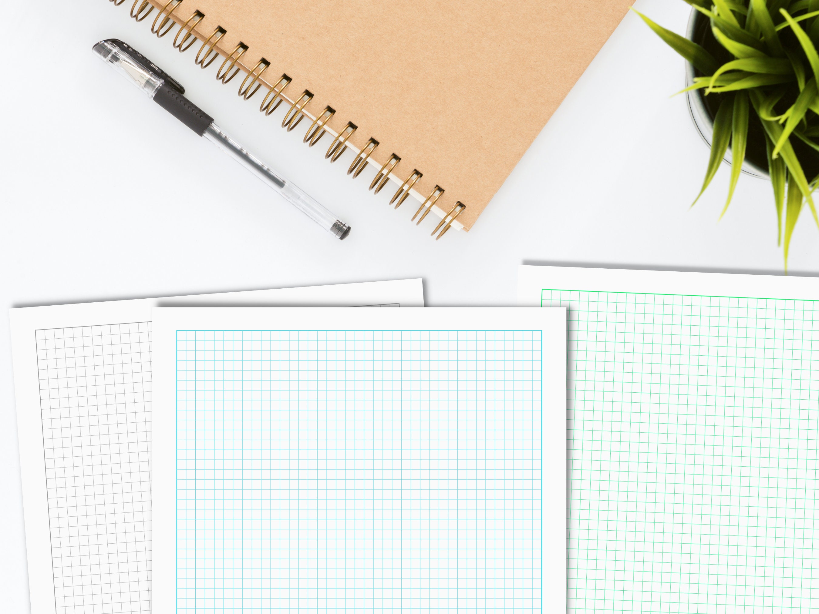 5 Printable Colorful Graph Paper Pack 5mm Graph Grid Notebook Pages for