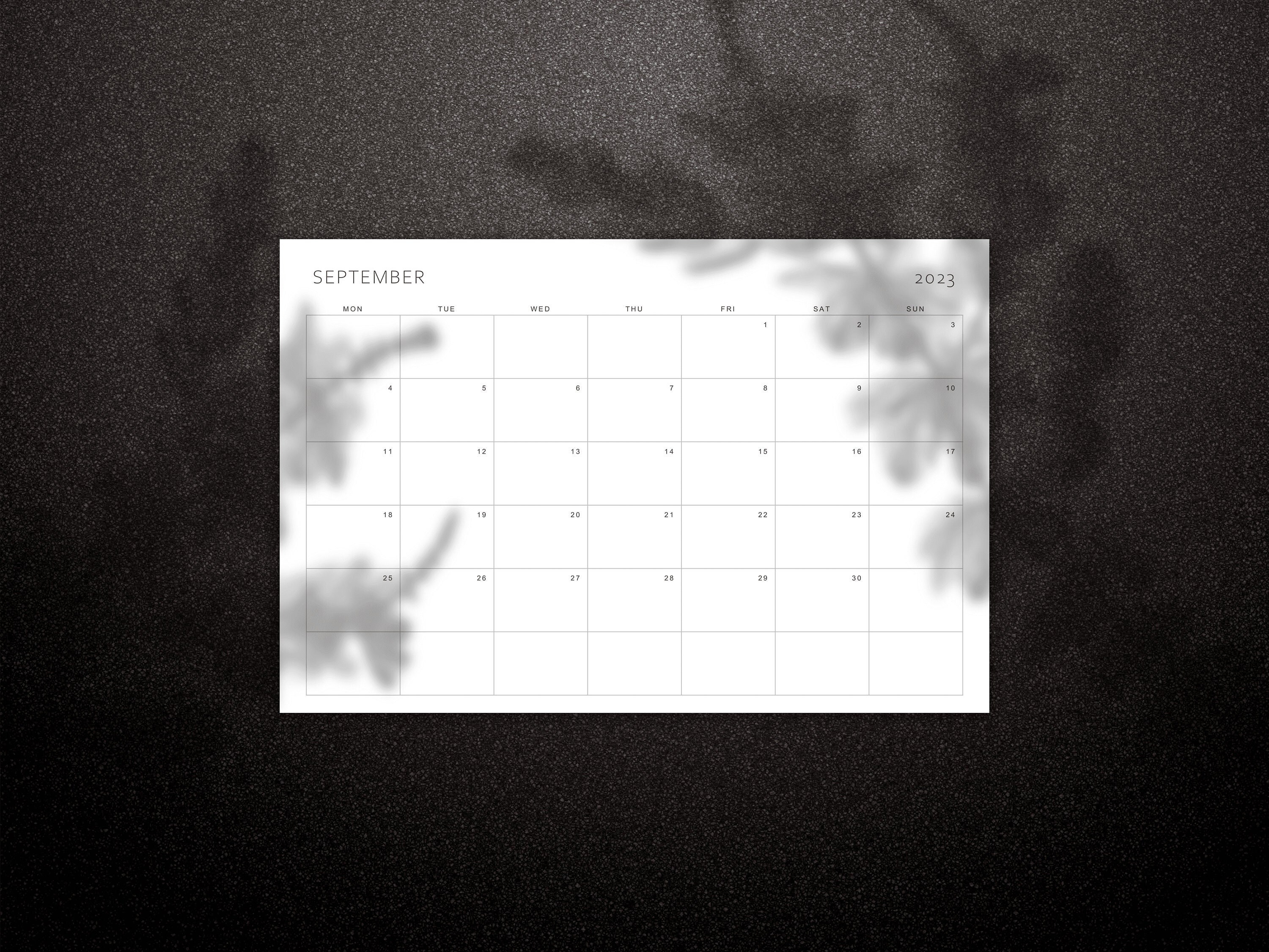 2023 Calendar Printable Monthly Calendar PDF Horizontal Desk Etsy