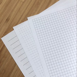 Papel rayado, cuadriculado y de puntos para imprimir / Plantillas de planificadores digitales / Papel de cuaderno para tomar notas / A4, carta y A5 / Descargar / PDF