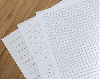 Printable Lined, Dot Grid, Millimeterpapier | Digitale Planer Vorlagen | Notebook Papier zum Notieren | A4, Letter & A5 | Herunterladen | PDF-Datei