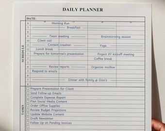 Daily Planner Printable Todo List Template PDF Minimalist Planner Daily Agenda Todos Notes and Tomorrow&#39;s Priorities A4 & US Letter