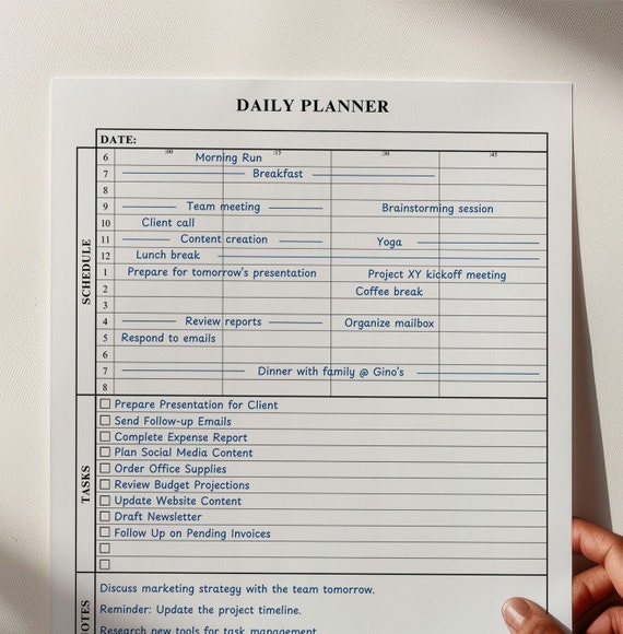 Minimalist Daily Planner Printable: Todo List, Agenda (A4 & US Letter)