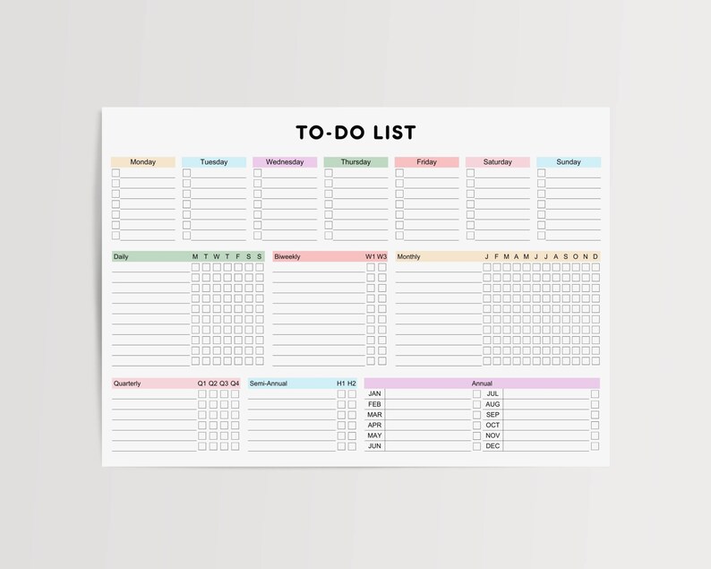Printable to Do List Template: Daily Weekly Monthly Task Tracker (PDF ...