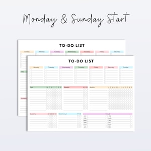 Printable to Do List Template: Daily Weekly Monthly Task Tracker (PDF ...
