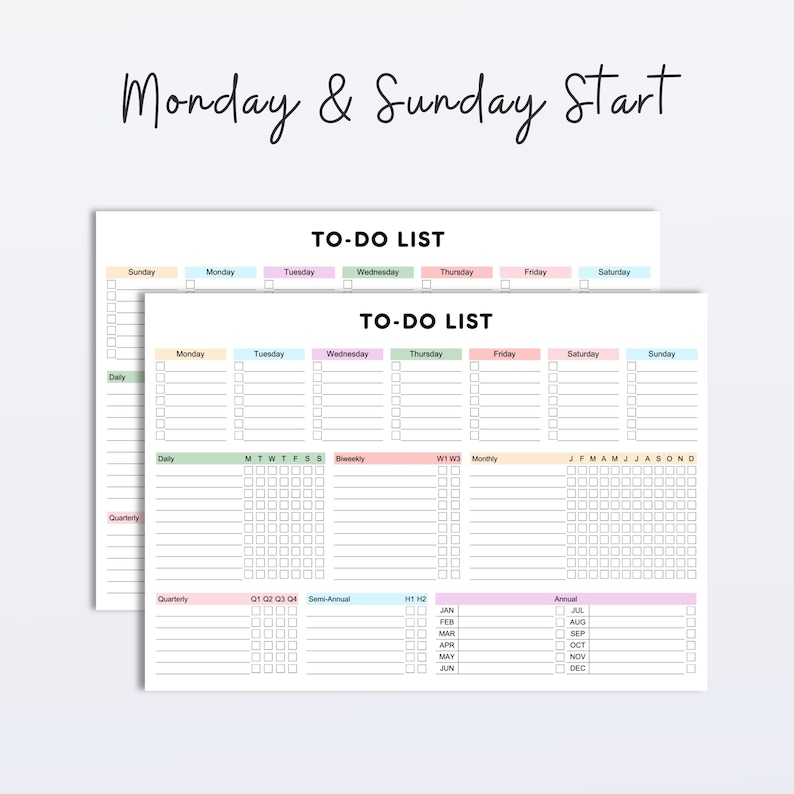 Printable to Do List Template: Daily Weekly Monthly Task Tracker (PDF ...