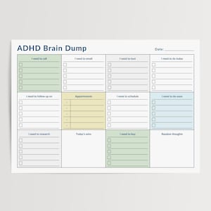 ADHD Daily Planner: Brain Dump Checklist (A4/US Letter PDF)