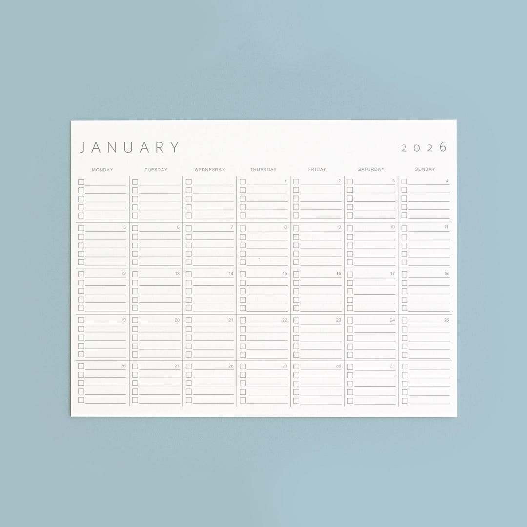 Monthly Checklist Planner 2026, Daily to Do List, Task-based Calendar ...