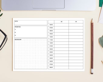 Daily Planner Printable Time Management Template Time boxing PDF Digital Daily Planner Agenda Schedule Timebox Todo List Instant Download