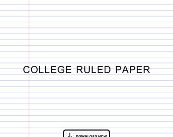 Lined Paper Printable Notebook Inserts College Ruled Paper 7.1mm Instant Download PDF | A4 and Letter | Blue Lines Red Vertical Line