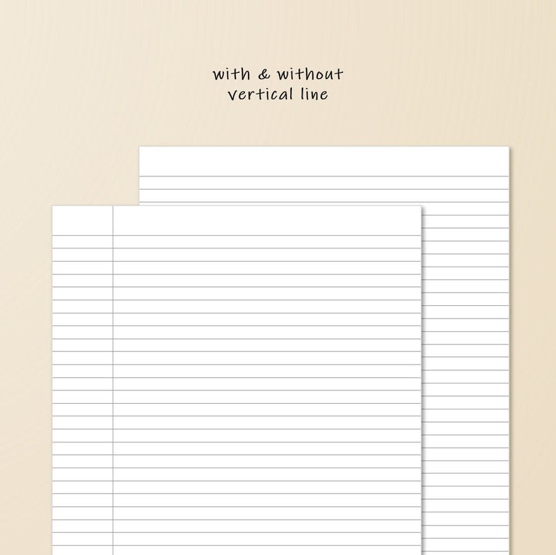 Printable Lined Paper Wide Ruled Paper College Ruled Paper Etsy