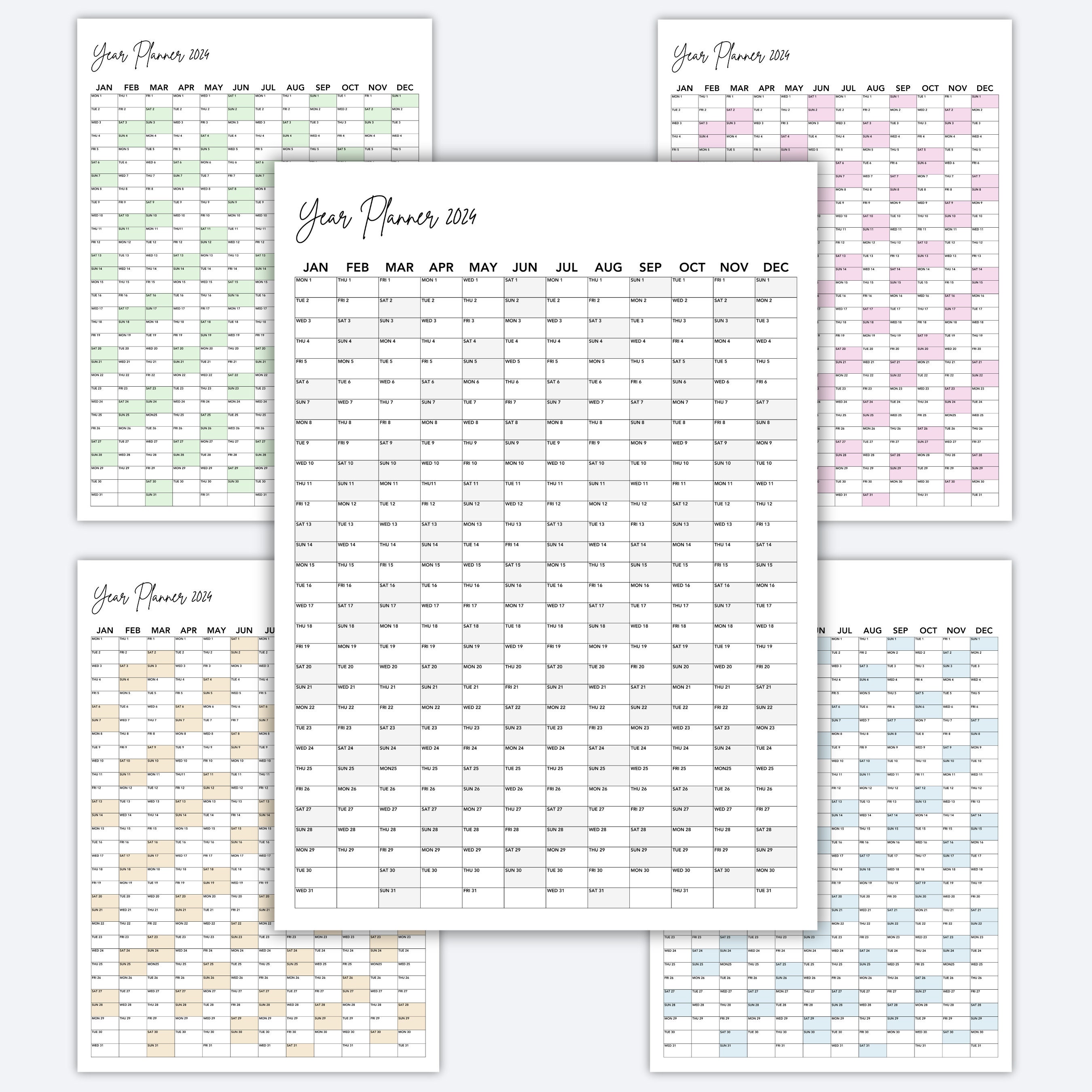 Large 2024 Wall Calendar Printable Annual Planner Year Calendar ...