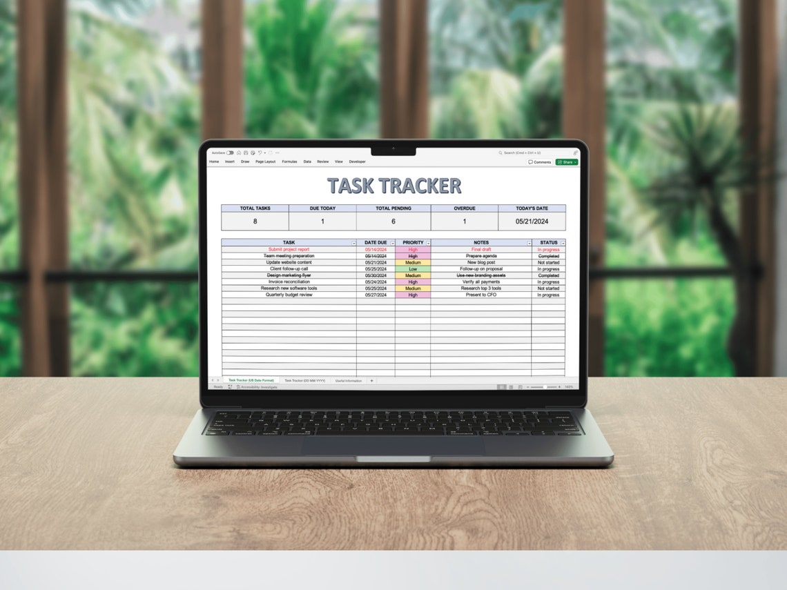 Excel Task Tracker Template: Digital Todo List (instant Download) - Etsy