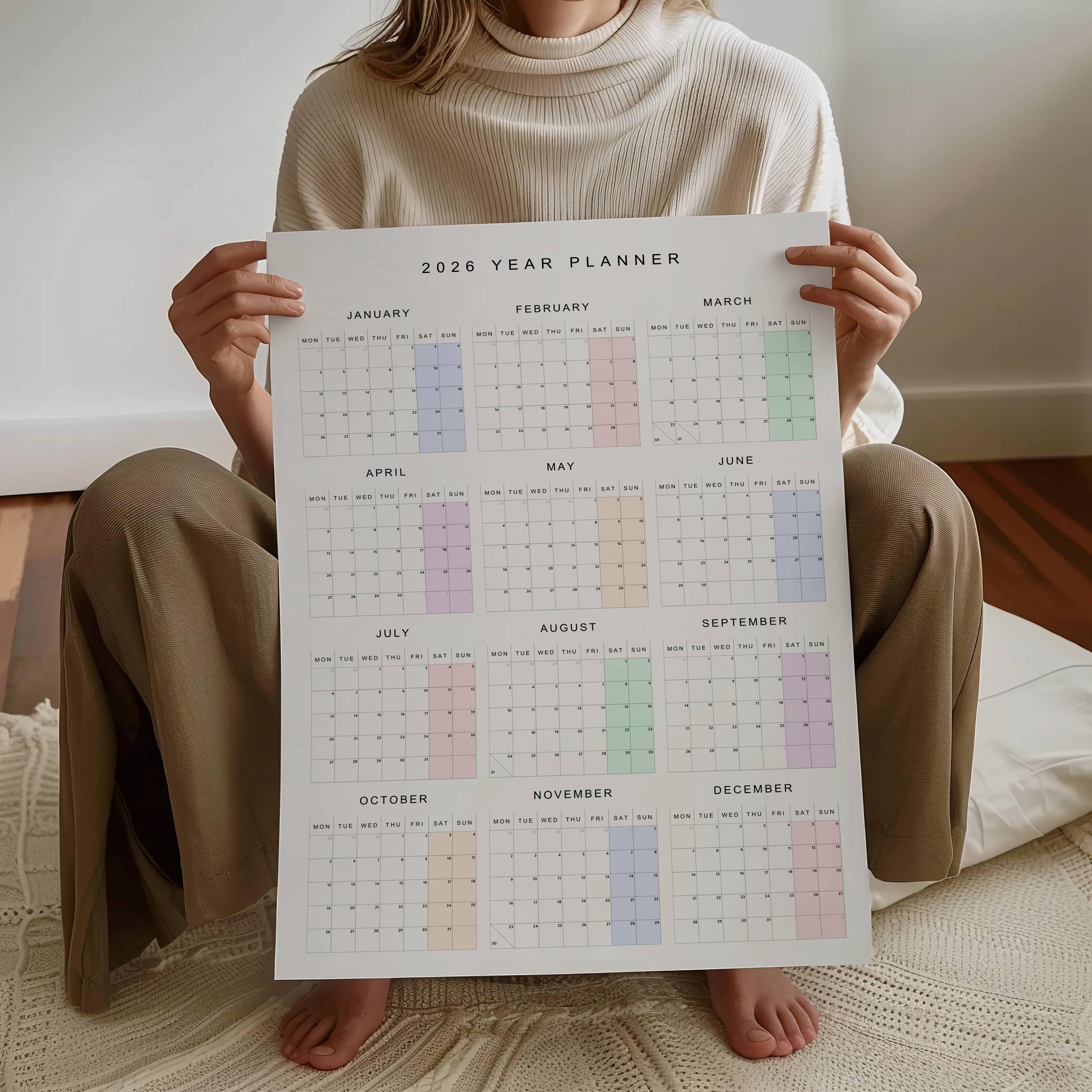 2026 Wall Calendar Poster Minimalist Year Planner | Ships From ...