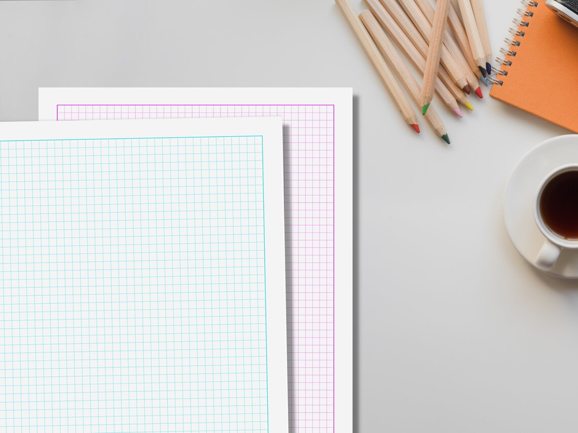 5 Printable Colorful Graph Paper Pack 5mm Graph Grid Etsy