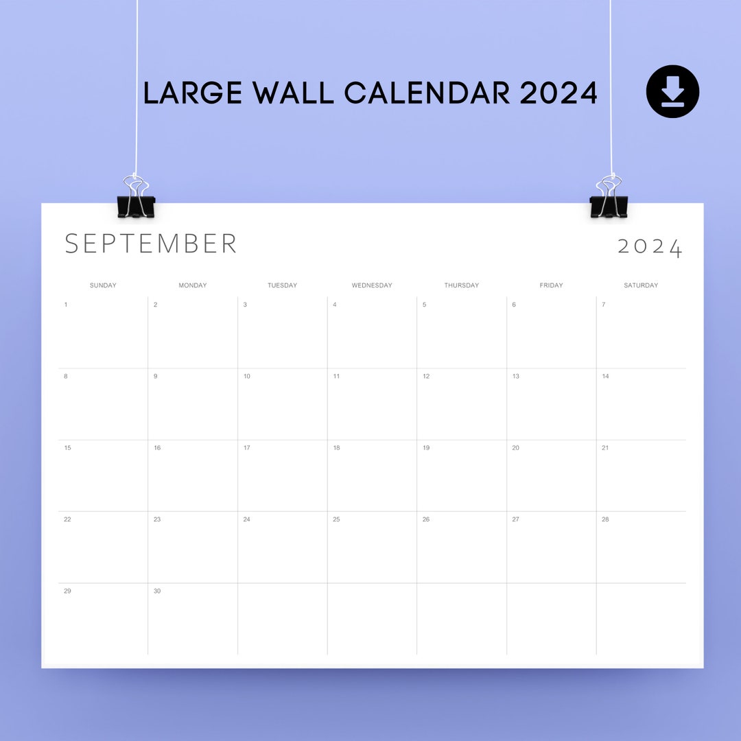 Grand calendrier mural 2024 à imprimer, calendrier mensuel minimaliste ...