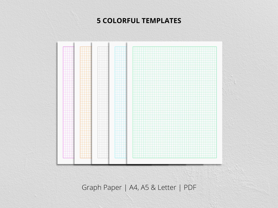 5 Printable Colorful Graph Paper Pack 5mm Graph Grid Etsy