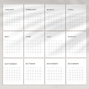 Agenda mensuel 2024 à imprimer pour 2024 Lettre, 11 x 17, A4, A3 Portraits Début lundi et dimanche Minimaliste Téléchargement instantané PDF image 6