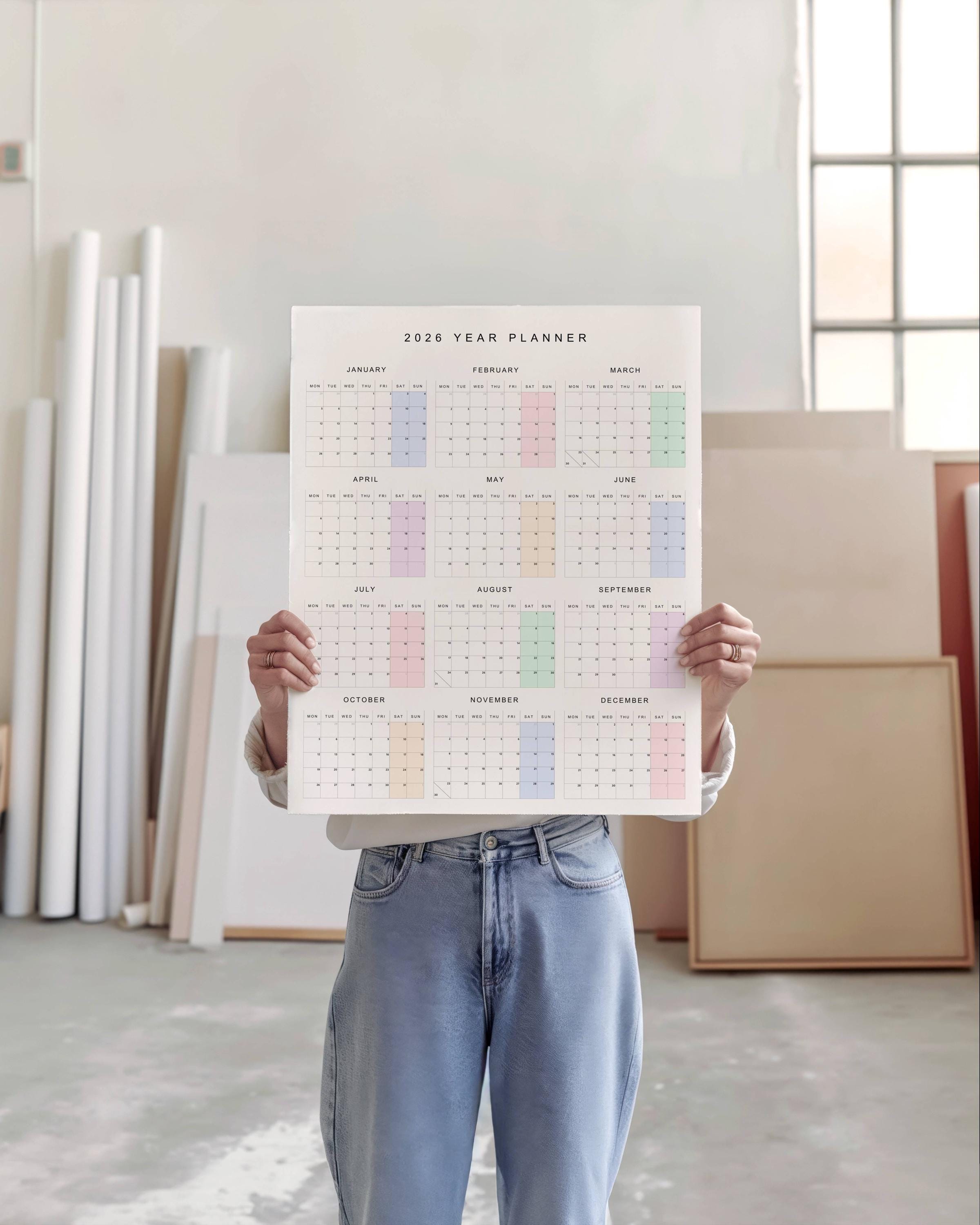 2026 Wall Calendar Poster Minimalist Year Planner | Ships From ...