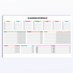 Customizable Cleaning Schedule Excel Checklist for Daily, Weekly ...