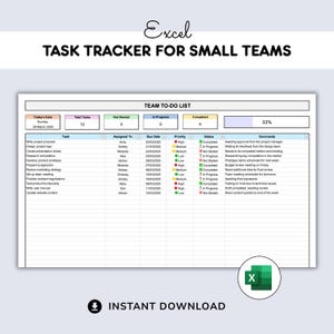 Excel-takenlijst voor kleine teams: taaktracker met dashboard en statistieken (directe download)