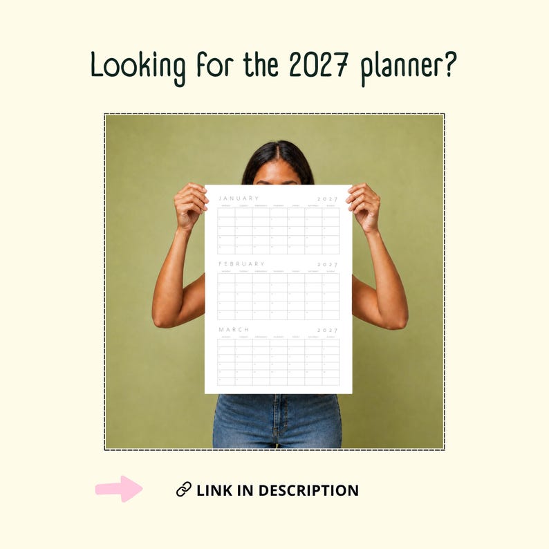 Printbare kwartaalkalender 2026, planner voor 3 maanden (digitale download, PDF), A4/A3/Letter/Tabloid afbeelding 9