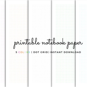 5 modelli di quaderni colorati / Carta per diario punteggiata colorata stampabile / Pagine con griglia a punti stampabili / A4, A5 e Letter / Carta stampabile