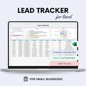 Lead Tracker Excel with Dynamic Charts: Simple CRM for Small Businesses, Freelancers, Realtors
