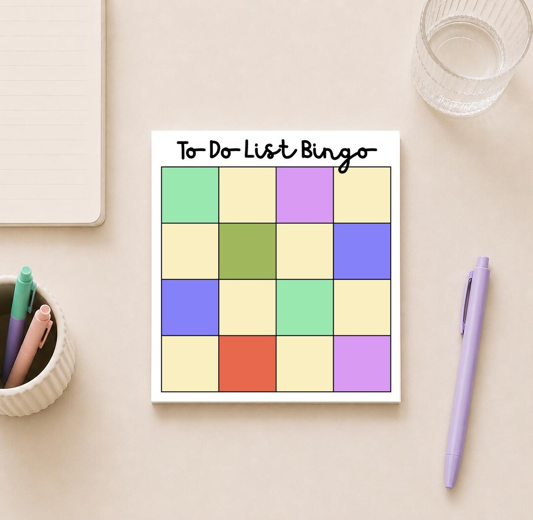 To Do List Bingo Notepad, Colorful Task Pad, 5.5x6