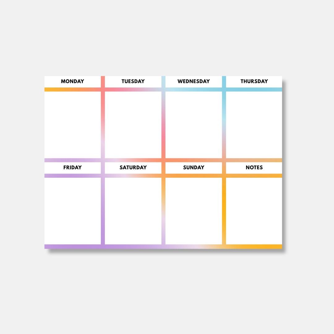 Weekly Planner Pad With Notes, Colorful Gradient Daily Planner Small ...