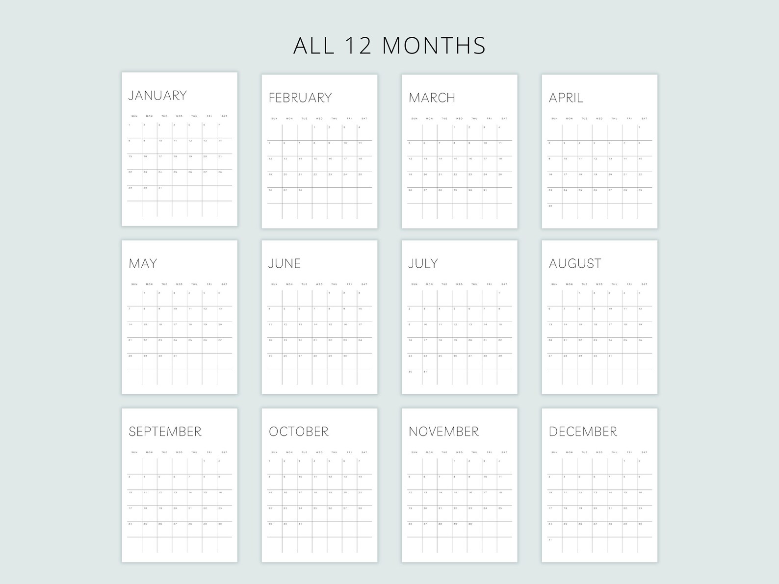 Printable Calendar 2023 Monthly Planner 2023 A4 Letter Etsy