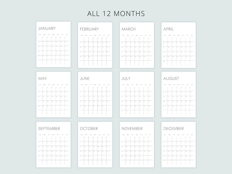 Printable Calendar 2023 Monthly Planner 2023 A4 Letter Etsy