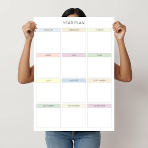 Yearly Goal Planner, Annual Goal Setting, Large Annual Goals Planner Wall Poster, Vision Board