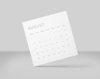 Mini-Kalenderkarten, Monatsplanerkarten, Kalender 2024, 7,6 x 7,6 cm und 10,2 x 10,2 cm, druckbare Kalenderkarten, Mini-Kalender 2024, sofortiger Download