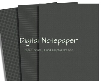 Digital Paper Templates for Note Taking | Lined, Dot, Graph Paper | Digital Notebook Paper | Goodnotes, Notability Templates | Black, Grey