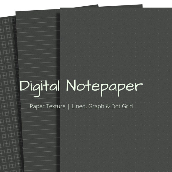 Digital Paper Templates for Note Taking | Lined, Dot, Graph Paper | Digital Notebook Paper | Goodnotes, Notability Templates | Black, Grey