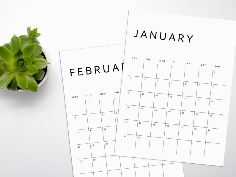 Printable Calendar 2023 Monthly Planner 2023 A4 Letter Etsy