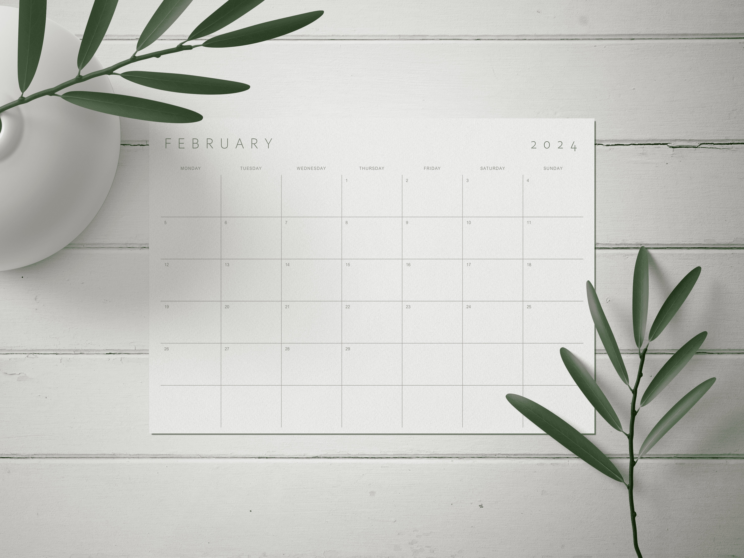 2024 Minimalist Calendar Printable Monthly Planner 2024 A4, Letter, A3