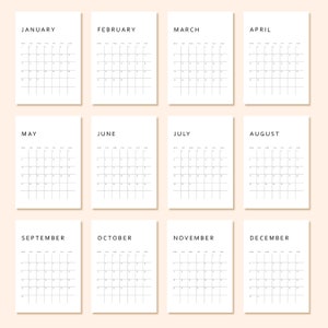 Printable Calendar 2024 Monthly Planner 2024 Letter, 11x17, A4, A3 Portrait Monday & Sunday Start Minimalist Instant Download PDF zdjęcie 7