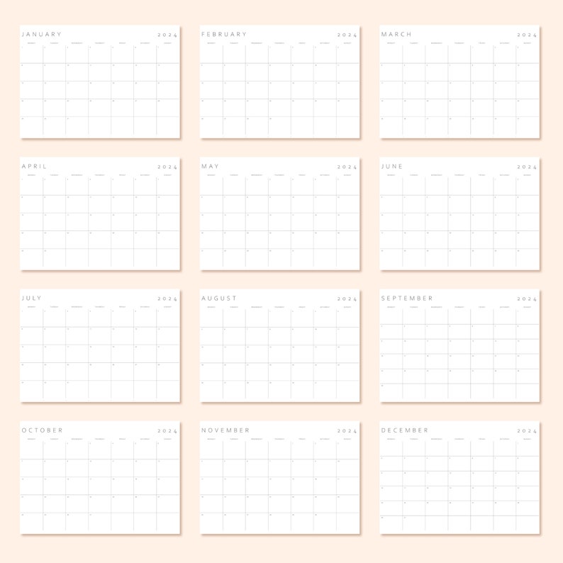 Convenient infographic showcasing all 12 months (12 pages) of the planner on a single slide, offering a comprehensive overview for efficient monthly planning.