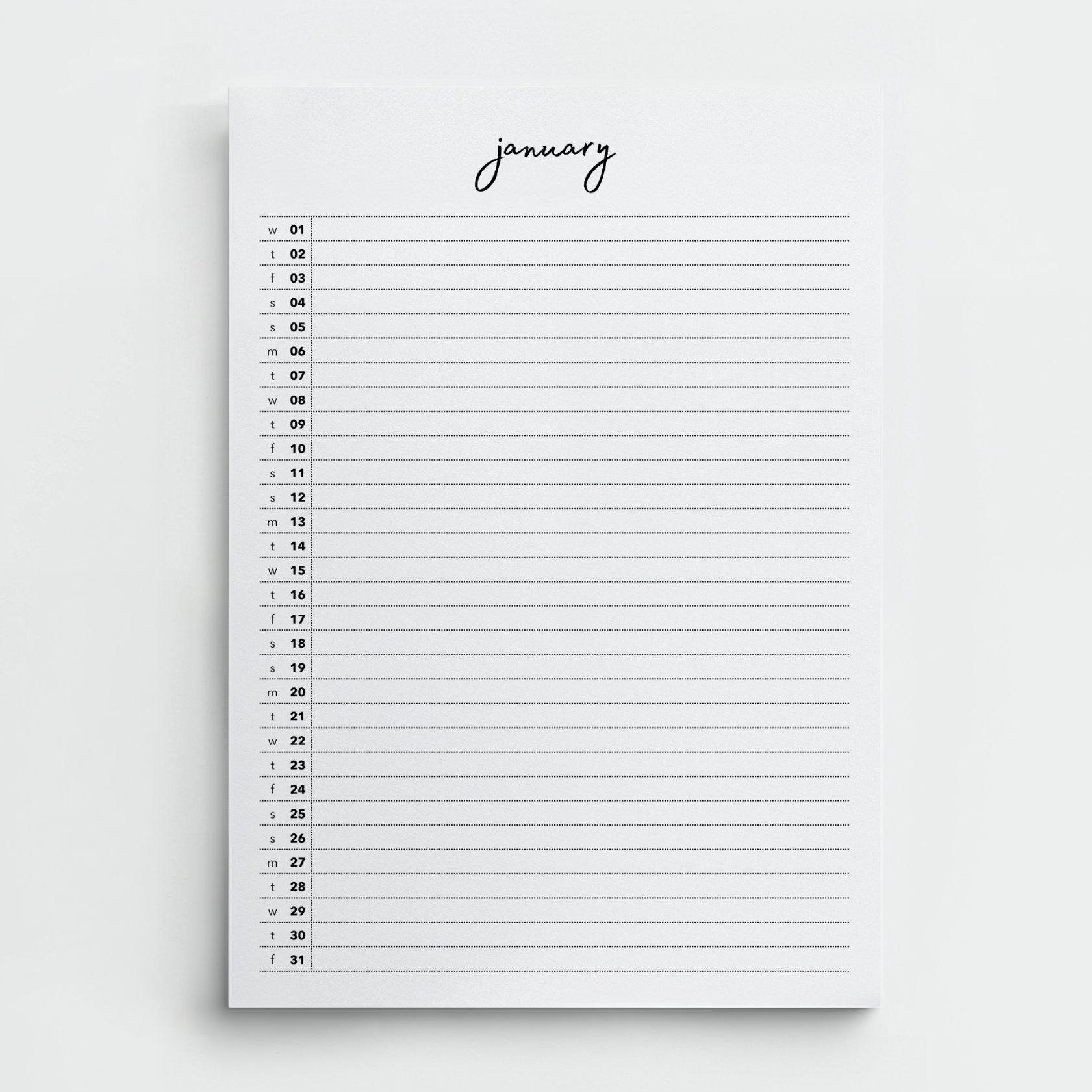 Printable Calendar 2025 Monthly Planner 2025 | Letter, 11x17, A4, A3 | Portrait | Monday & Sunday Start | Minimalist | Instant Download PDF
