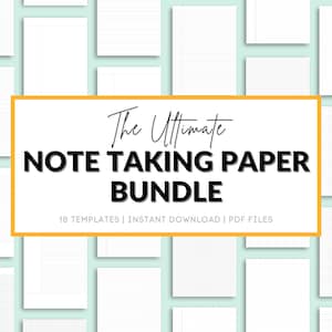 Note Taking Paper Bundle Printable Templates, Graph Lined Dot Grid Paper, Cornell Notes, 18 Templates, A4 & Letter, Instant Download PDF